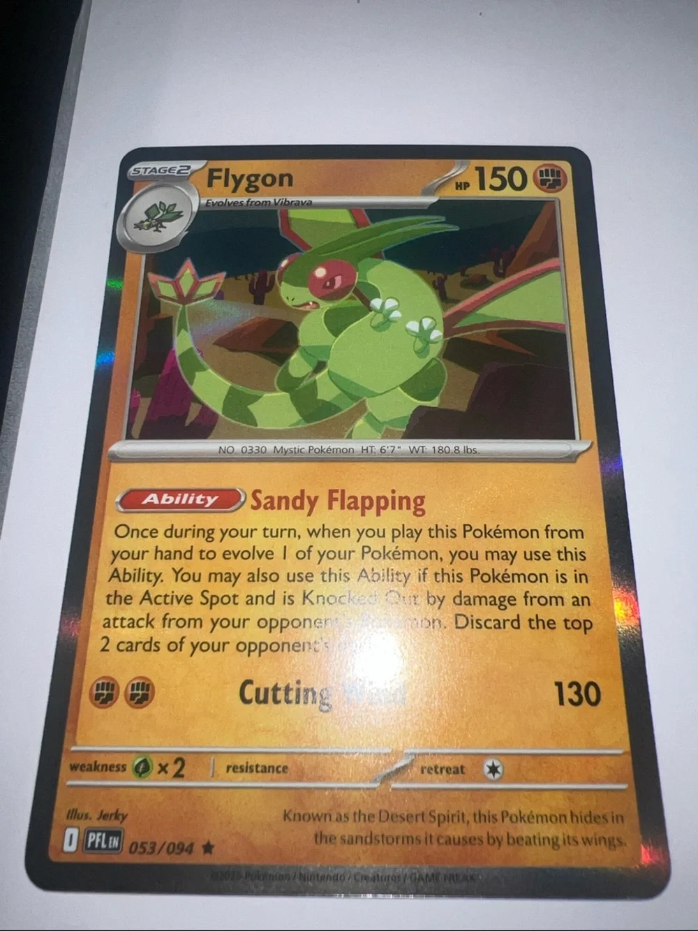 Pokemon Flygon Holo Card - Green and Red Accents